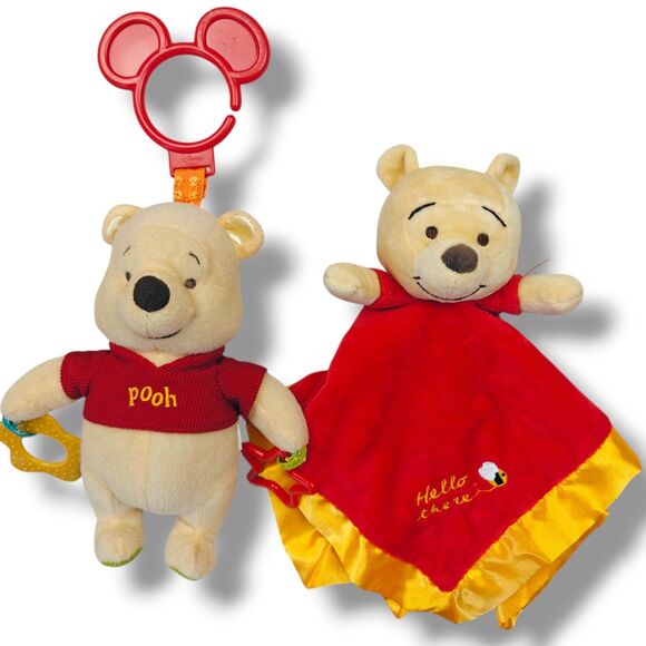 Disney Baby Winnie Pooh Baby Toy Bundle Security Blanket Lovey Teether  Plushie - Picture 1 of 4